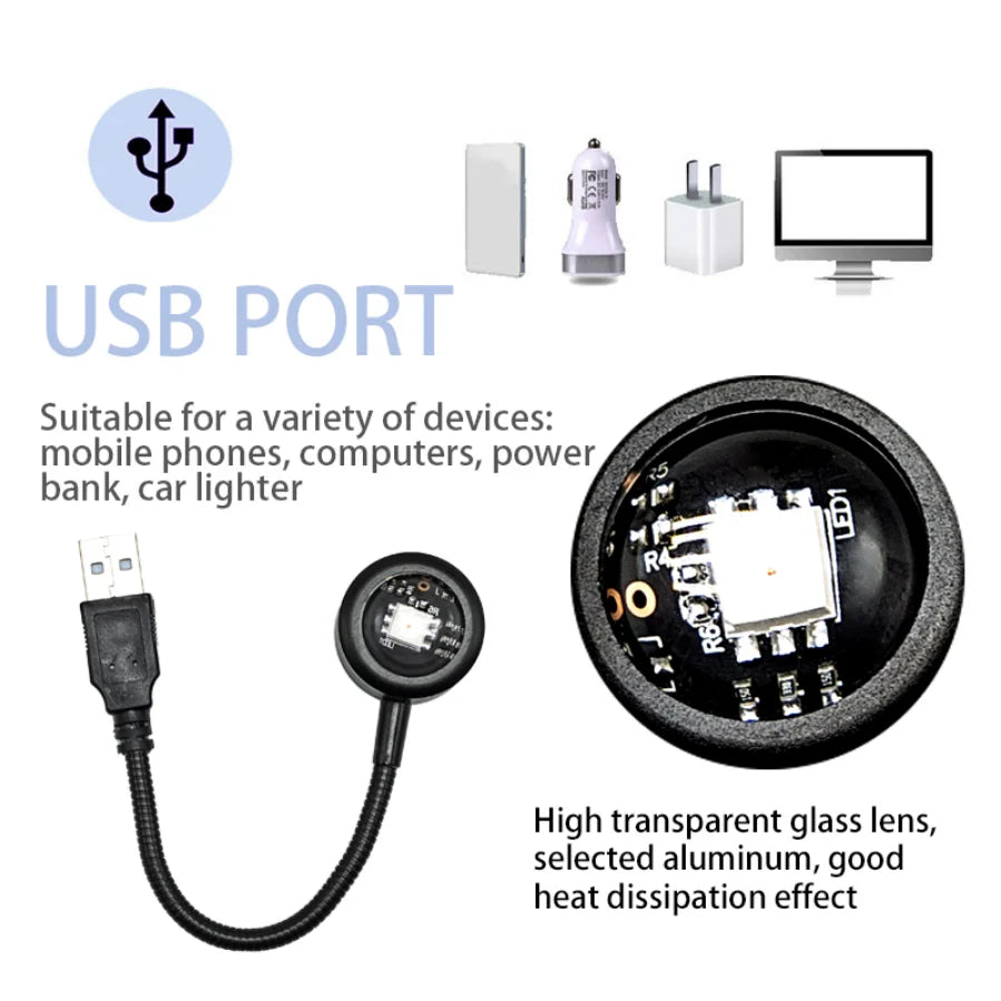 LED Sunset Lamp Projector — USB Mood Light for Living Room & Photography