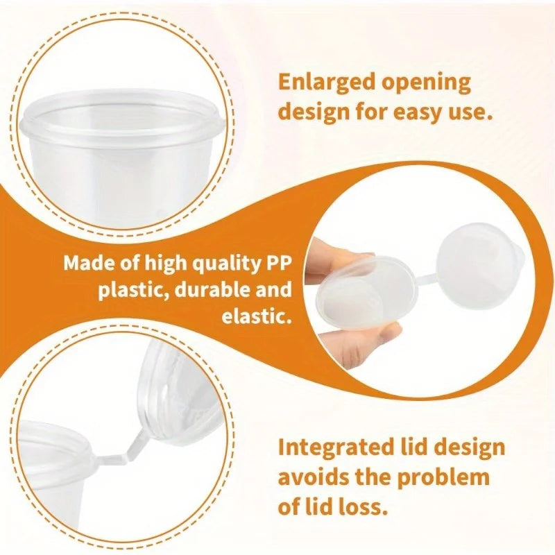 Disposable Sauce Cups with Lids — 50-200pcs Clear Plastic Food Containers