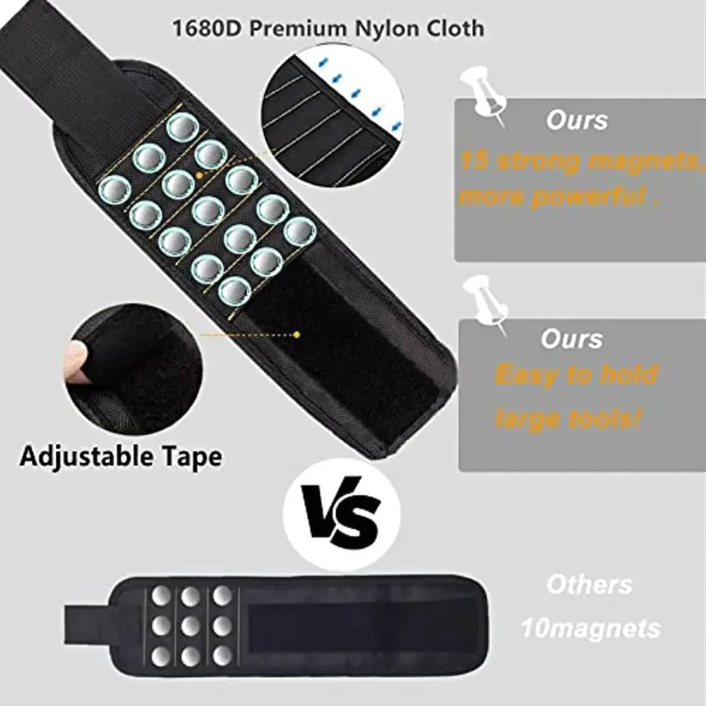 Magnetic Wristband Tool Holder — Screws, Nails & Drill Bits