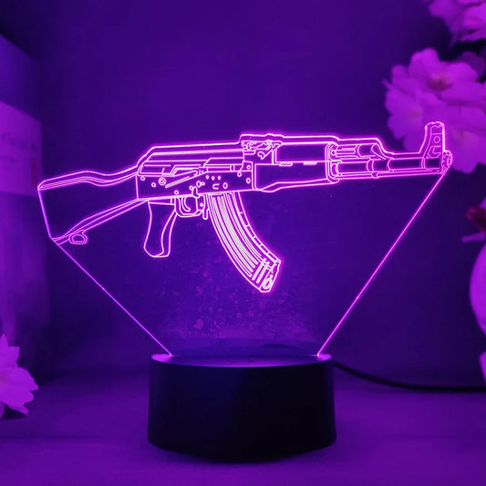 AK-47 RGB Gaming Desk Lamp — Color Changing LED Gamer Room Decor