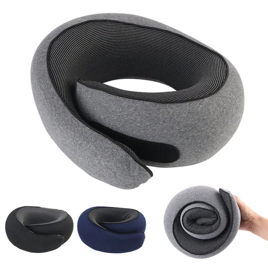 Memory Foam U-Shaped Travel Neck Pillow — Portable Snail Support Pillow