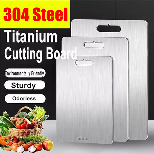 Stainless Steel Cutting Board — 304 Titanium Double-Sided Food Grade