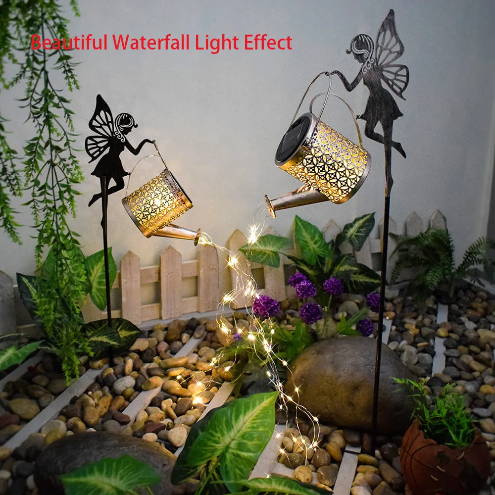 Solar Watering Can Garden Light — Waterproof LED Landscape Stake